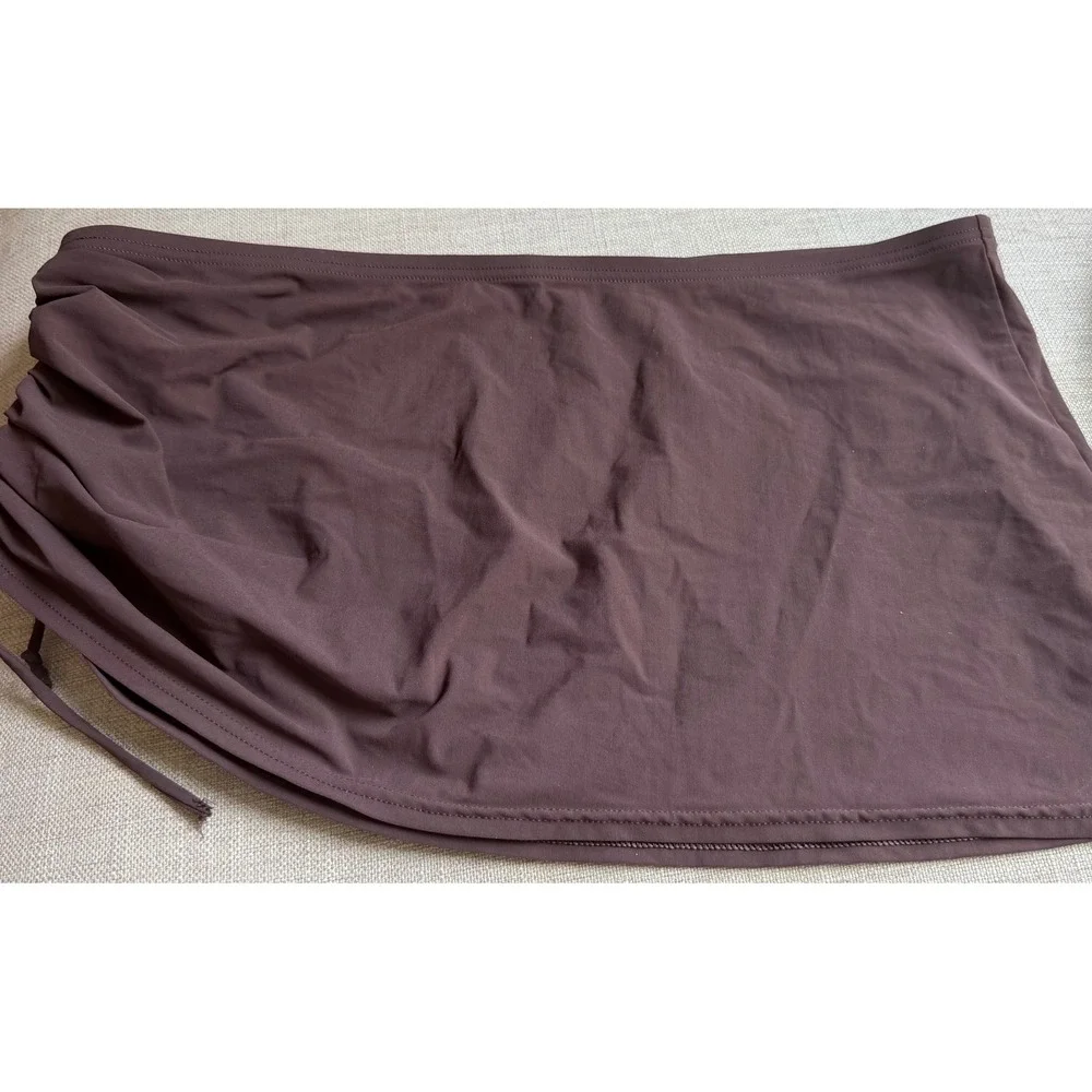 Calvin Klein Swimwear Brown Ruched Side Tie Sarong Swim‎ Cover Up Skirt Womens s